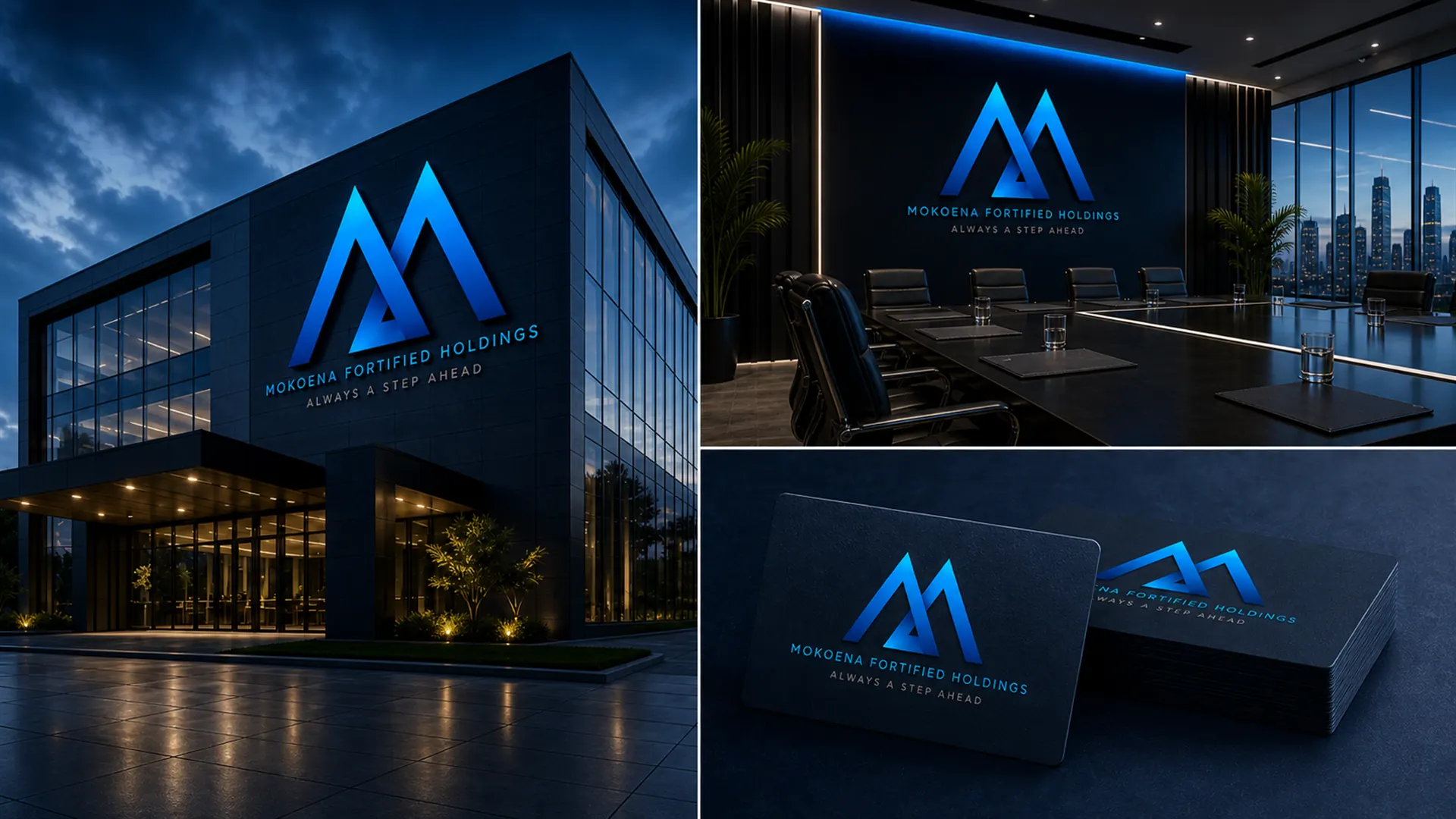 Mokoena Fortified Holdings corporate brand identity mockups