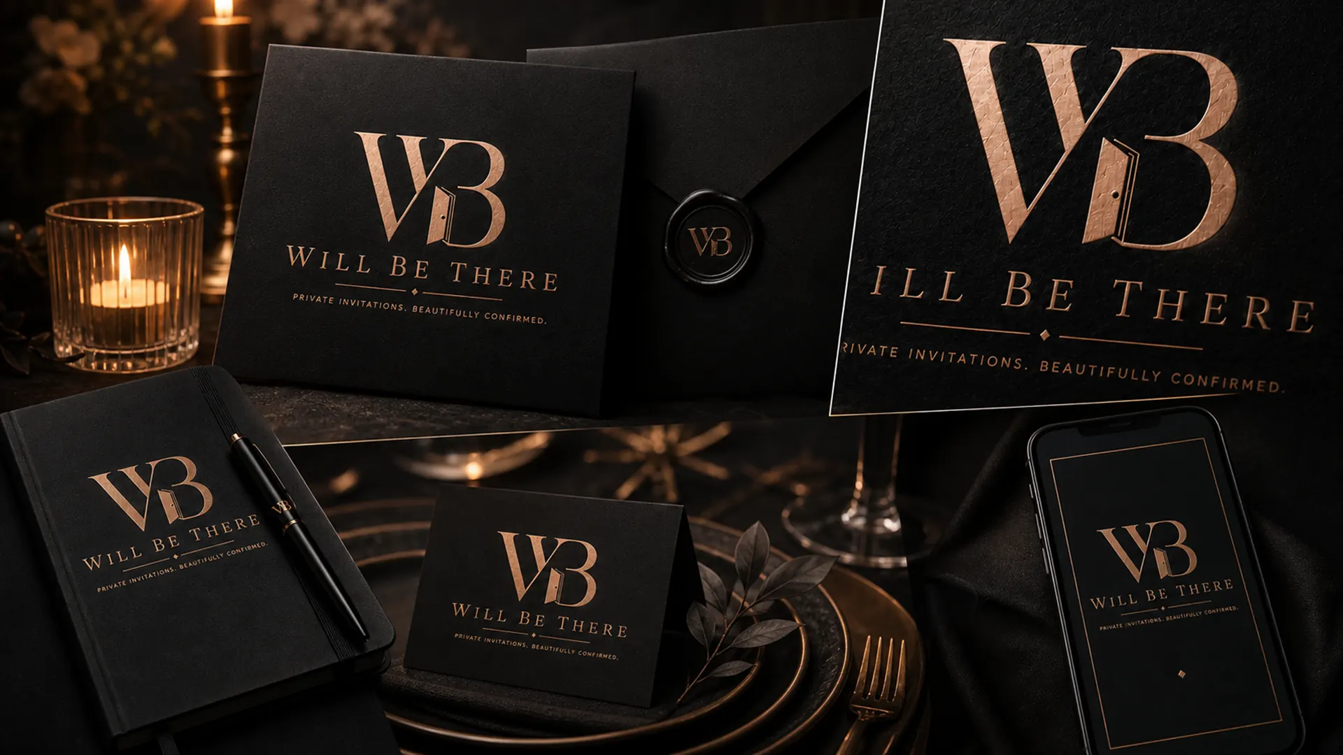 Will Be There premium invitation brand identity mockups