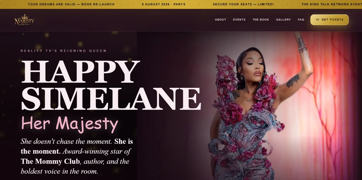 Happy Simelane website — Personal Brand