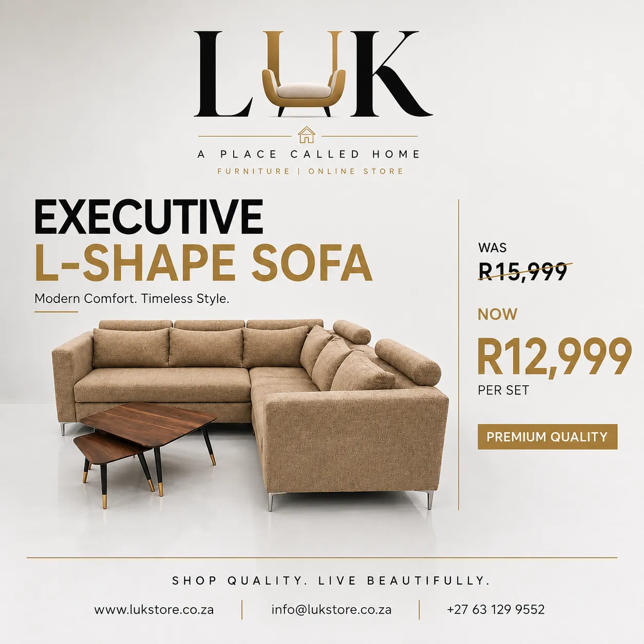 LUK Furniture executive L-shape sofa promotional poster