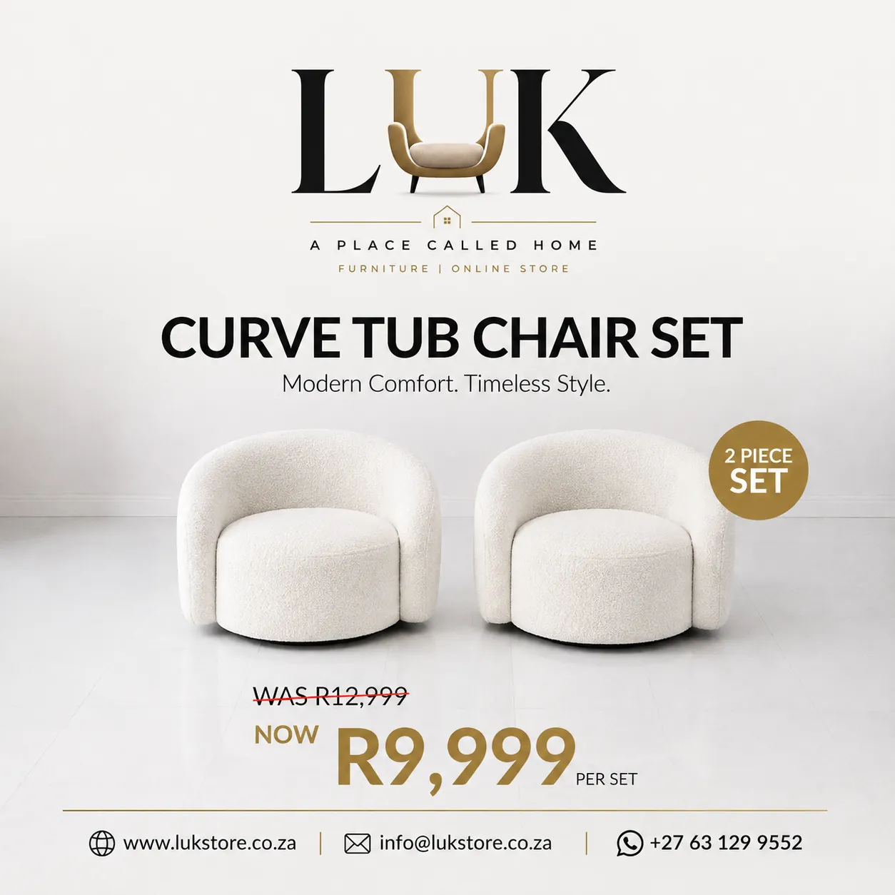LUK Furniture curve tub chair set promotional poster