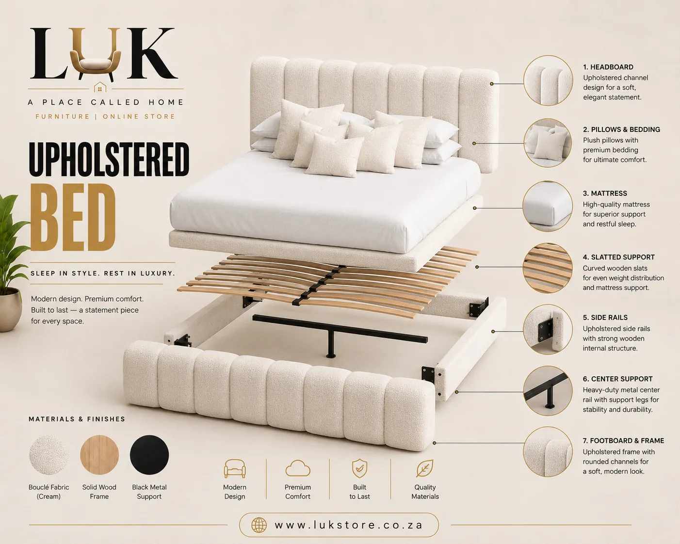 LUK Furniture upholstered bed product poster